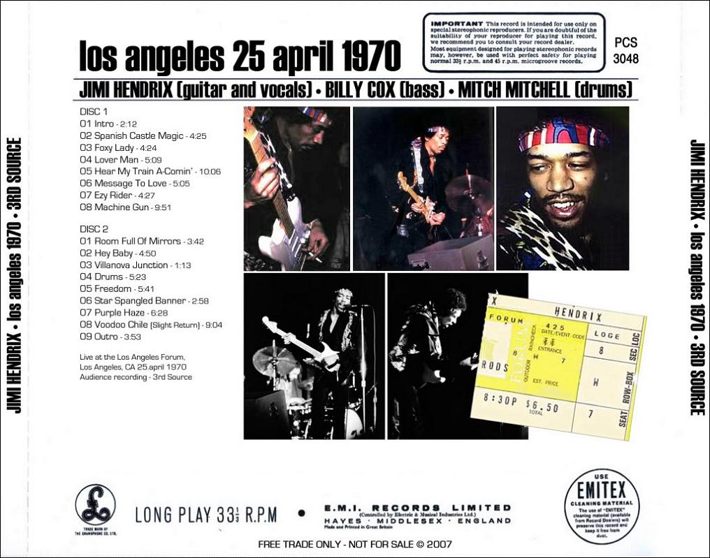 Jimi Hendrix Live At The Los Angeles Forum 4 25 1970 Ace Bootlegs
