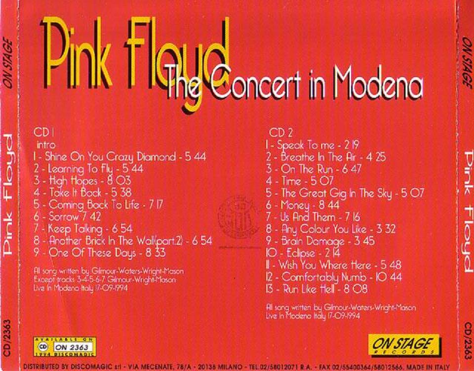 Pink Floyd The Concert In Modena Ace Bootlegs