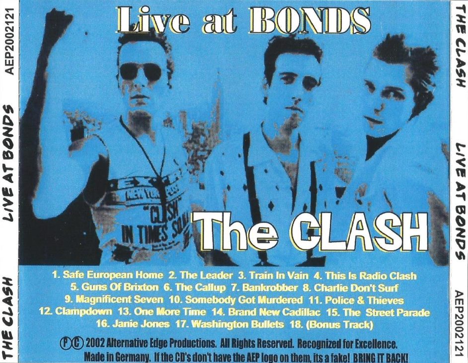 THE CLASH – LIVE AT BONDS – ACE BOOTLEGS